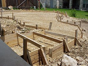 The forms for the back patio.
