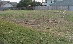 A picture of the vacant lot from the front left corner.